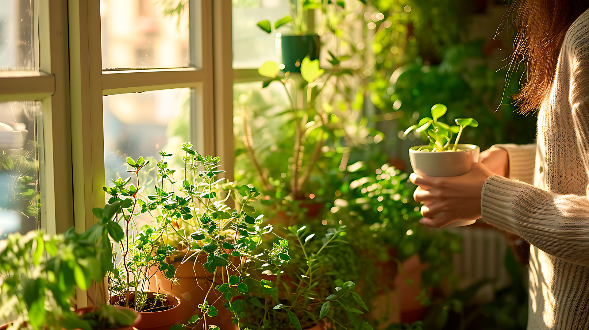 Como organizar um jardim de ervas em prateleiras internas